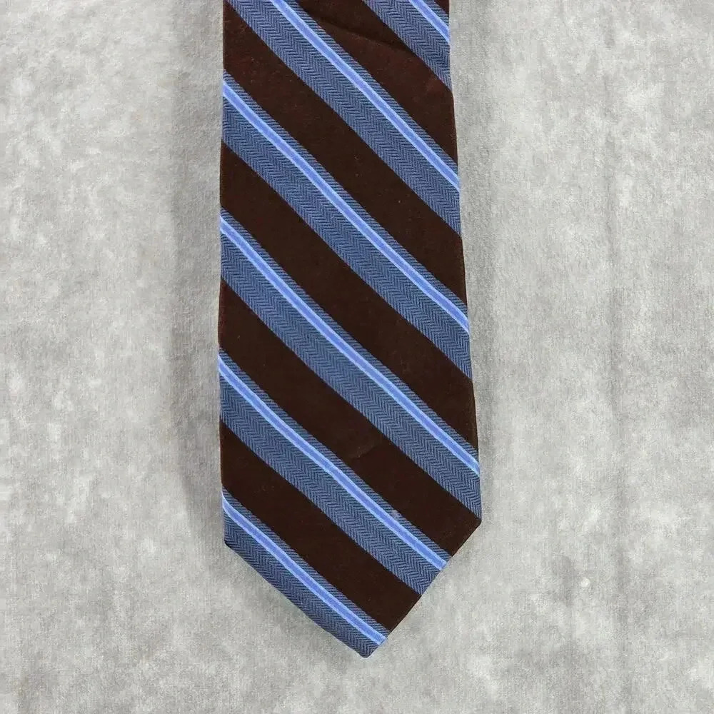 Black & Brown 1826 Blue‎ Brown Stripe 100% Silk Men's Neck Tie NWOT